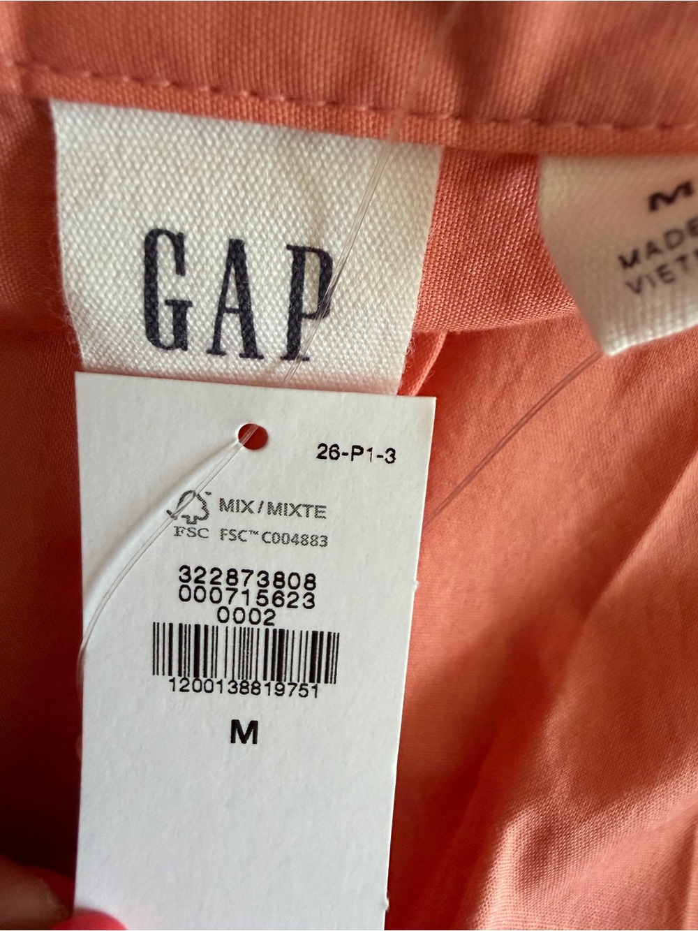 NWT GAP Coral-Peach Button Front Shirt Midi Dress, Medium - Picture 8 of 9